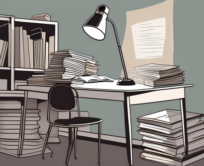 An overflowing desk with stacks of papers