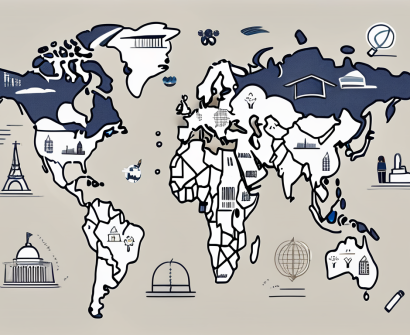 A global map highlighting different countries