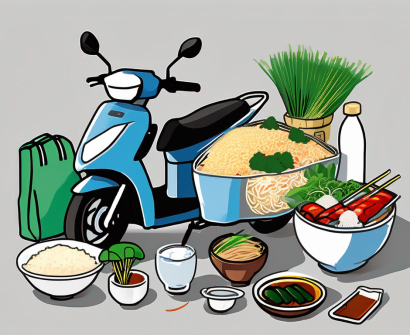 Various everyday items and services commonly used in vietnam such as a motorbike