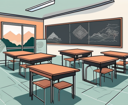 A malaysian classroom setting with a chalkboard