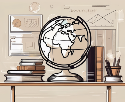 A classroom setting in malaysia with various teaching tools such as a globe