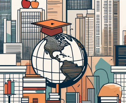 A diverse array of classroom objects such as textbooks