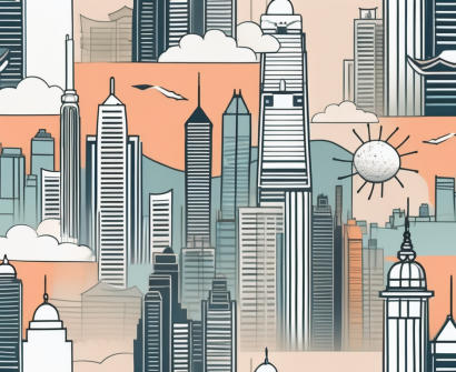 The hong kong skyline with iconic landmarks