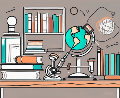 A classroom setting with various educational tools such as books