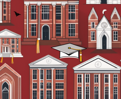 The university of birmingham's iconic red brick buildings with a graduation cap and diploma in the foreground