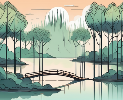 A deserted island with seven out of ten trees wilted