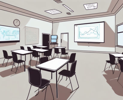 A classroom setting with various innovative teaching tools such as a smartboard