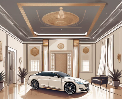 A classroom scene in saudi arabia with an ipgce certificate hanging on the wall and various symbols of wealth such as a luxury car and a palatial house in the background