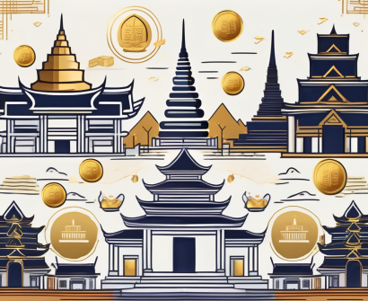 A thai cityscape with iconic landmarks
