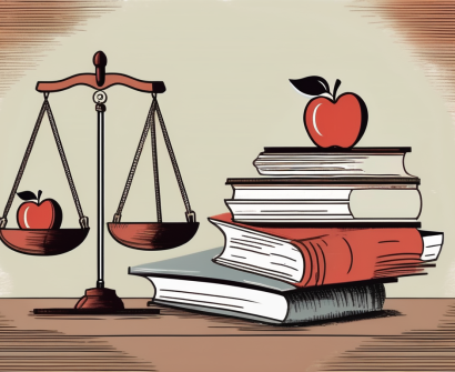 A heavy stack of papers and books tipping a balance scale
