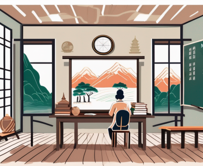 A vietnamese classroom setting with traditional elements