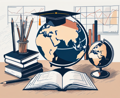 A classroom setting with various educational tools such as a globe